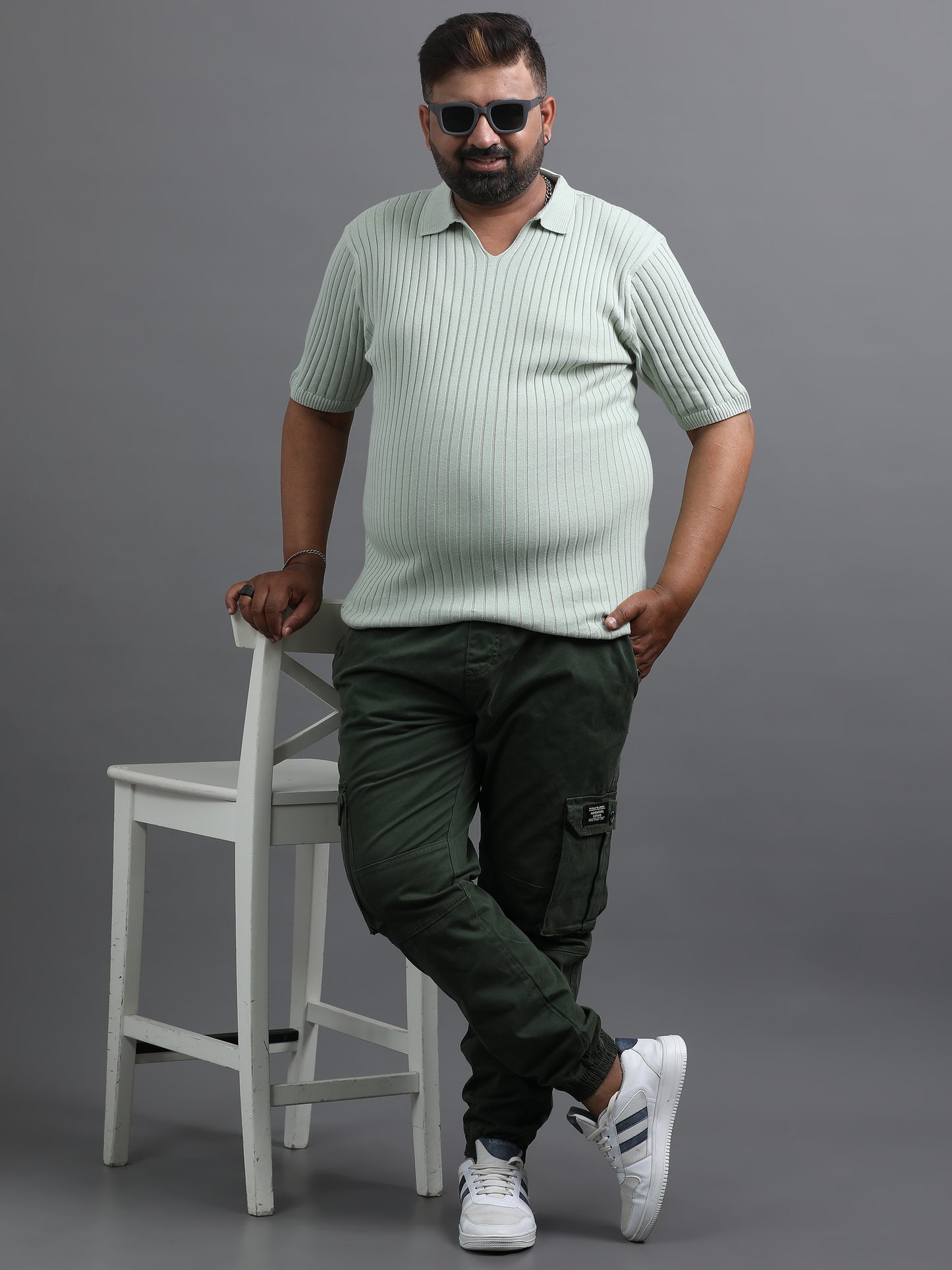 Light Blue Knitted Half Sleeve Cotton Polo T-Shirt