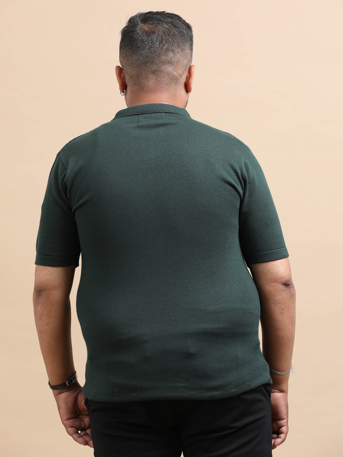 Dark Olive Knitted Half Sleeve Cotton Polo T-Shirts