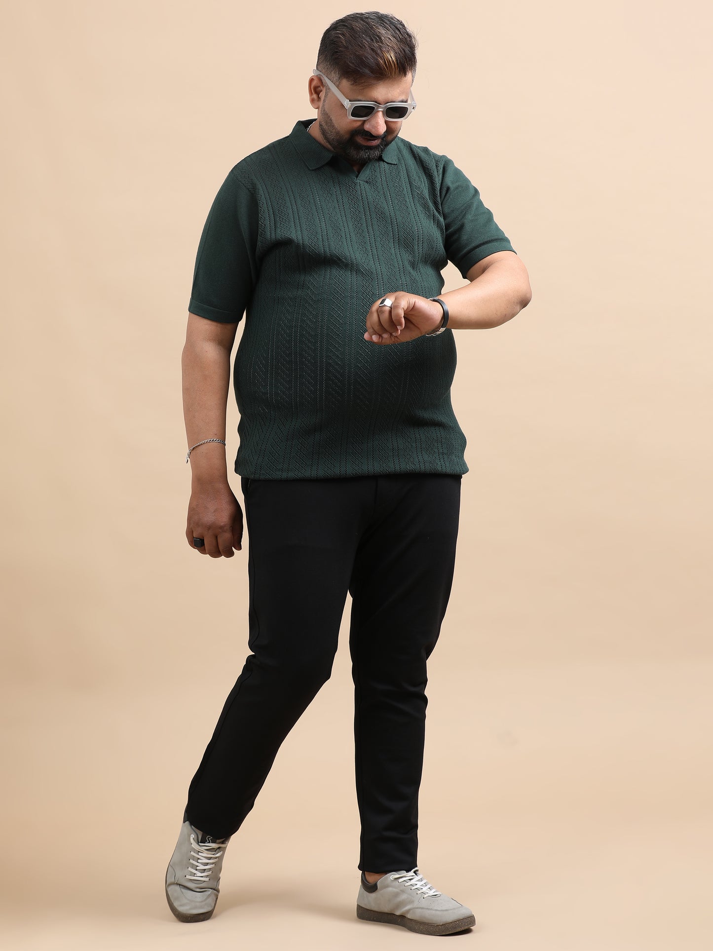 Dark Olive Knitted Half Sleeve Cotton Polo T-Shirts