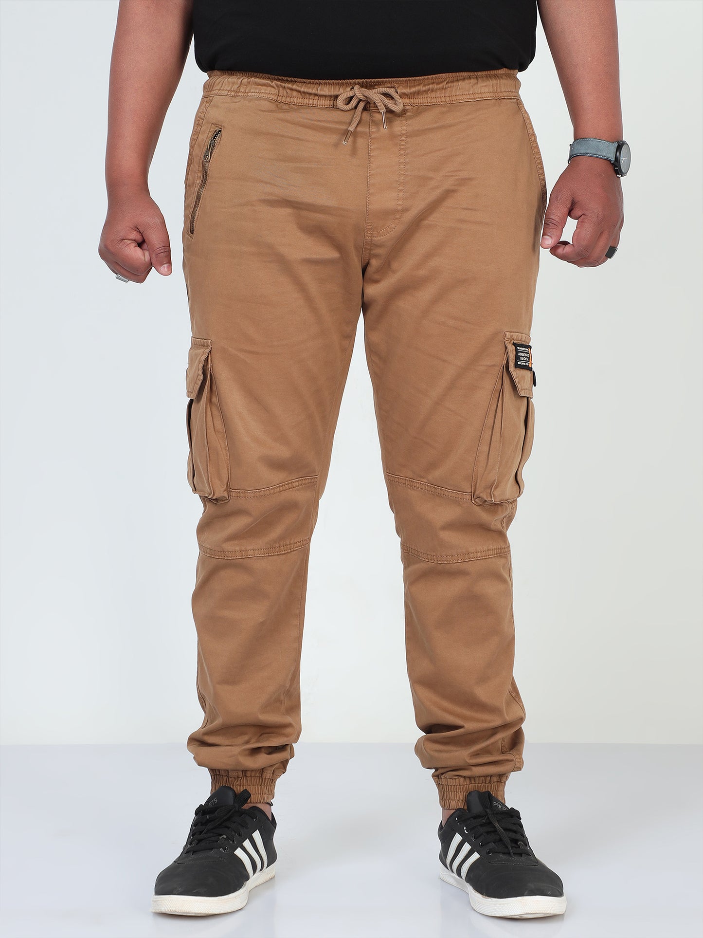 Burly Wood Brown Plus Size Men Cargo Joggers