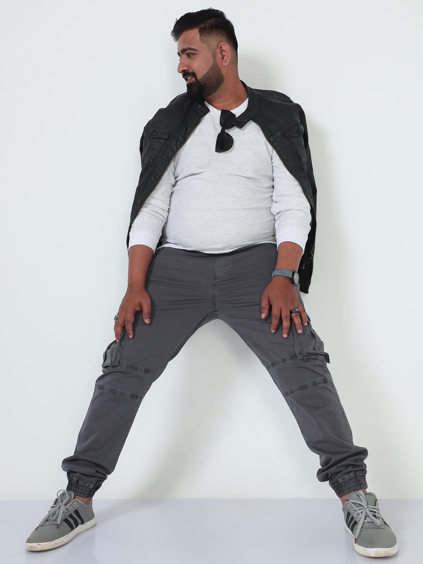 Davy Grey Plus Size Men Cargo Joggers