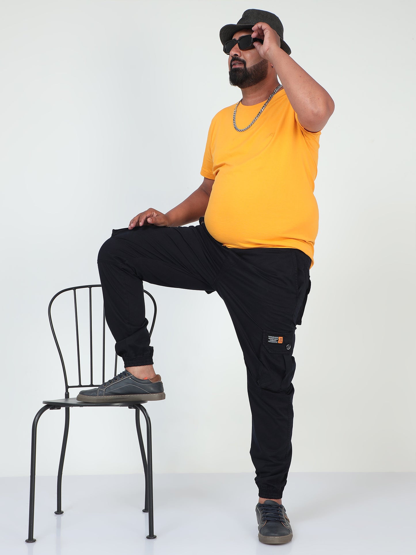 Deep Cove Blue Plus Size Men Cargo Joggers