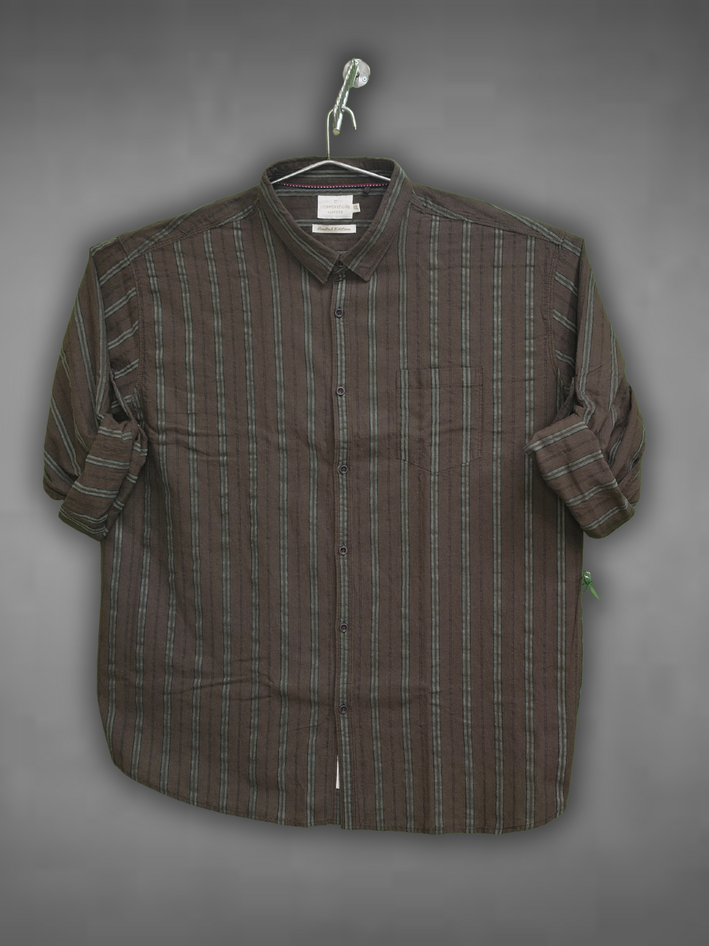 Copper Stone Brown With Green Stripes Plus Size