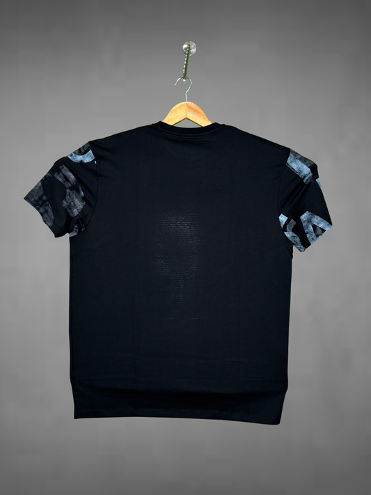 Stride Men's Premium T-Shirt|Black t-shirt with patterned sleeves
