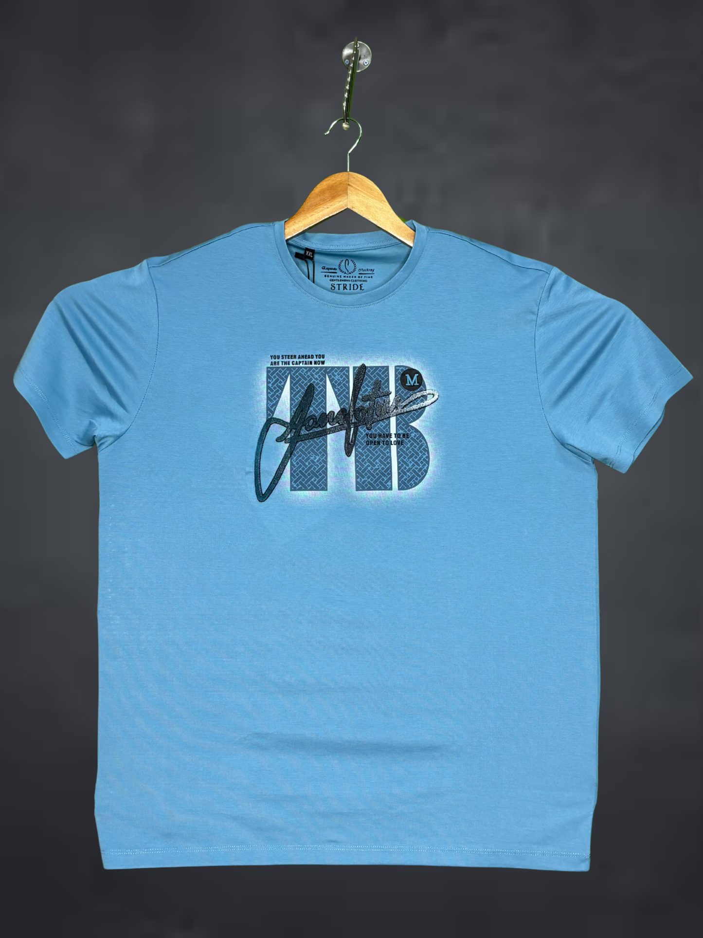 Stride Men's Premium T-Shirt|Blue t-shirt with a graphic design