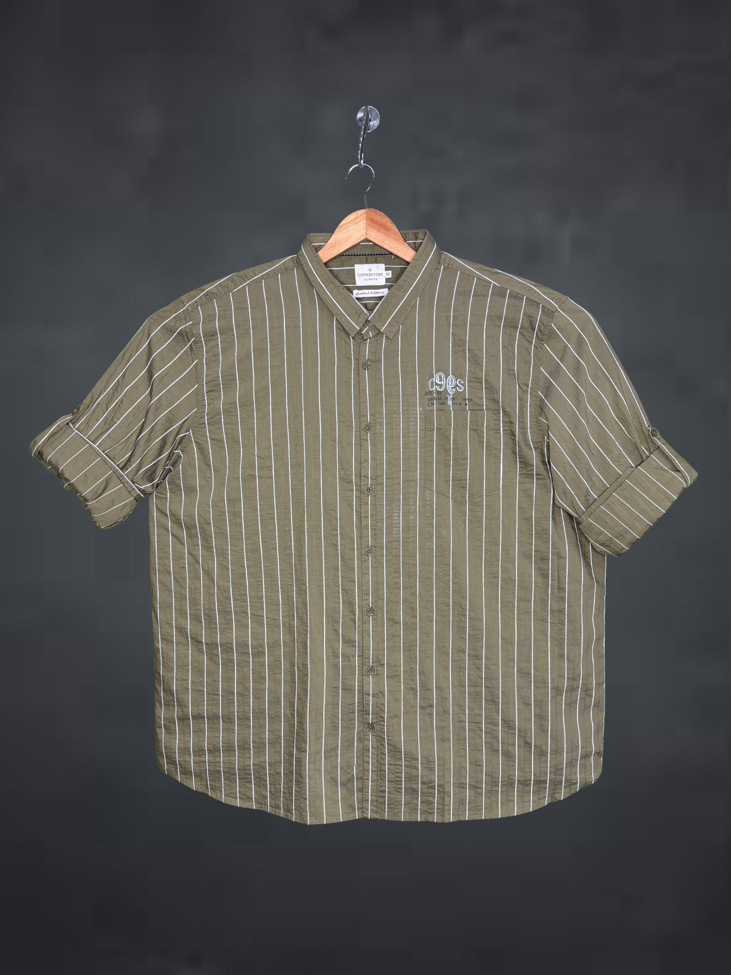 Plus Size Green Striped Full Sleeve Shirt for Men – Big & Tall Casual Wear