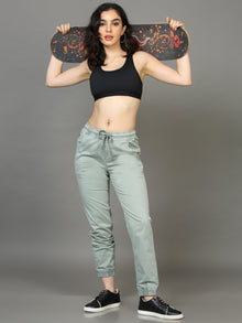  Plus Size Women Mineral Green Joggers