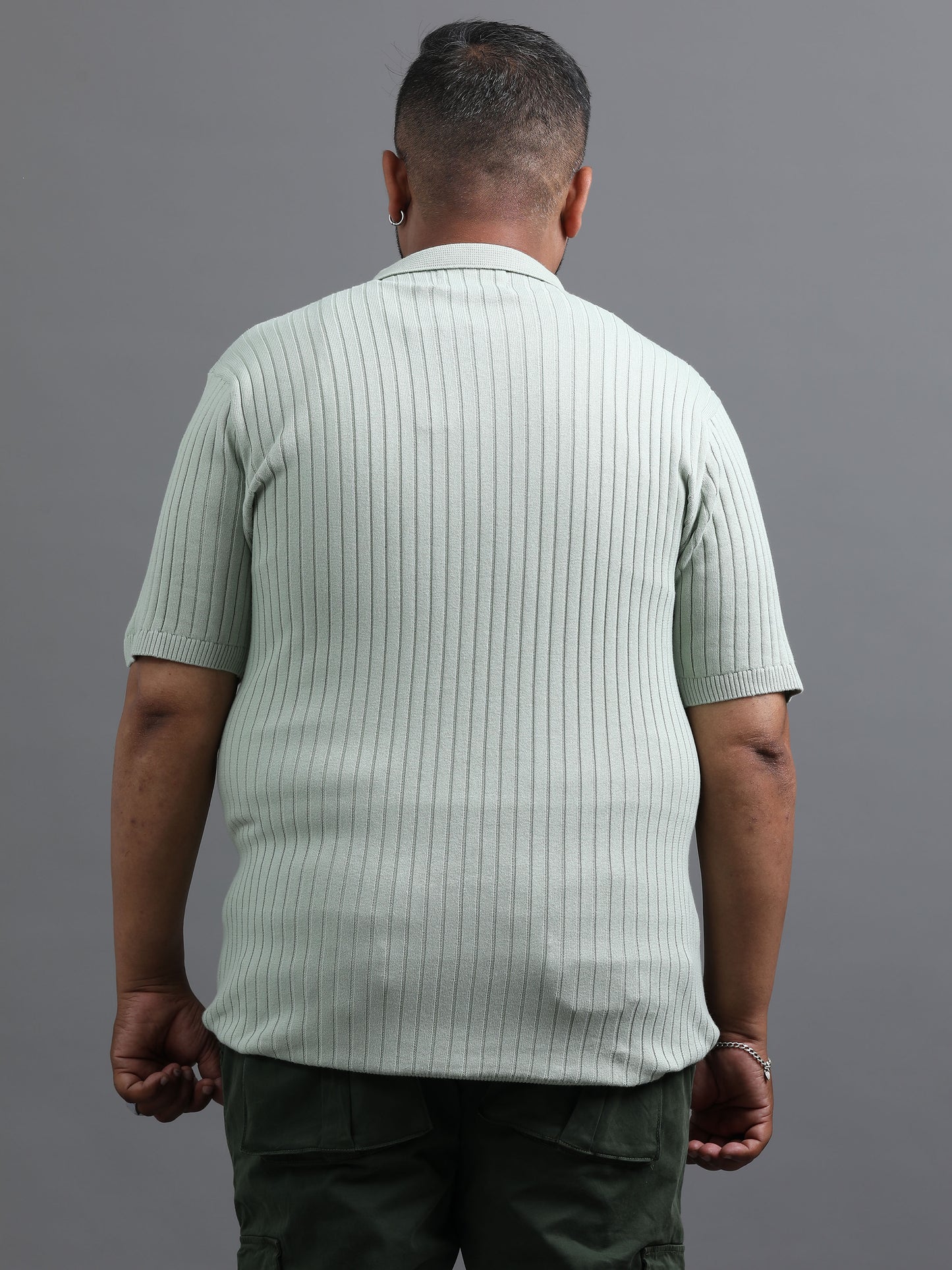 Light Blue Knitted Half Sleeve Cotton Polo T-Shirt