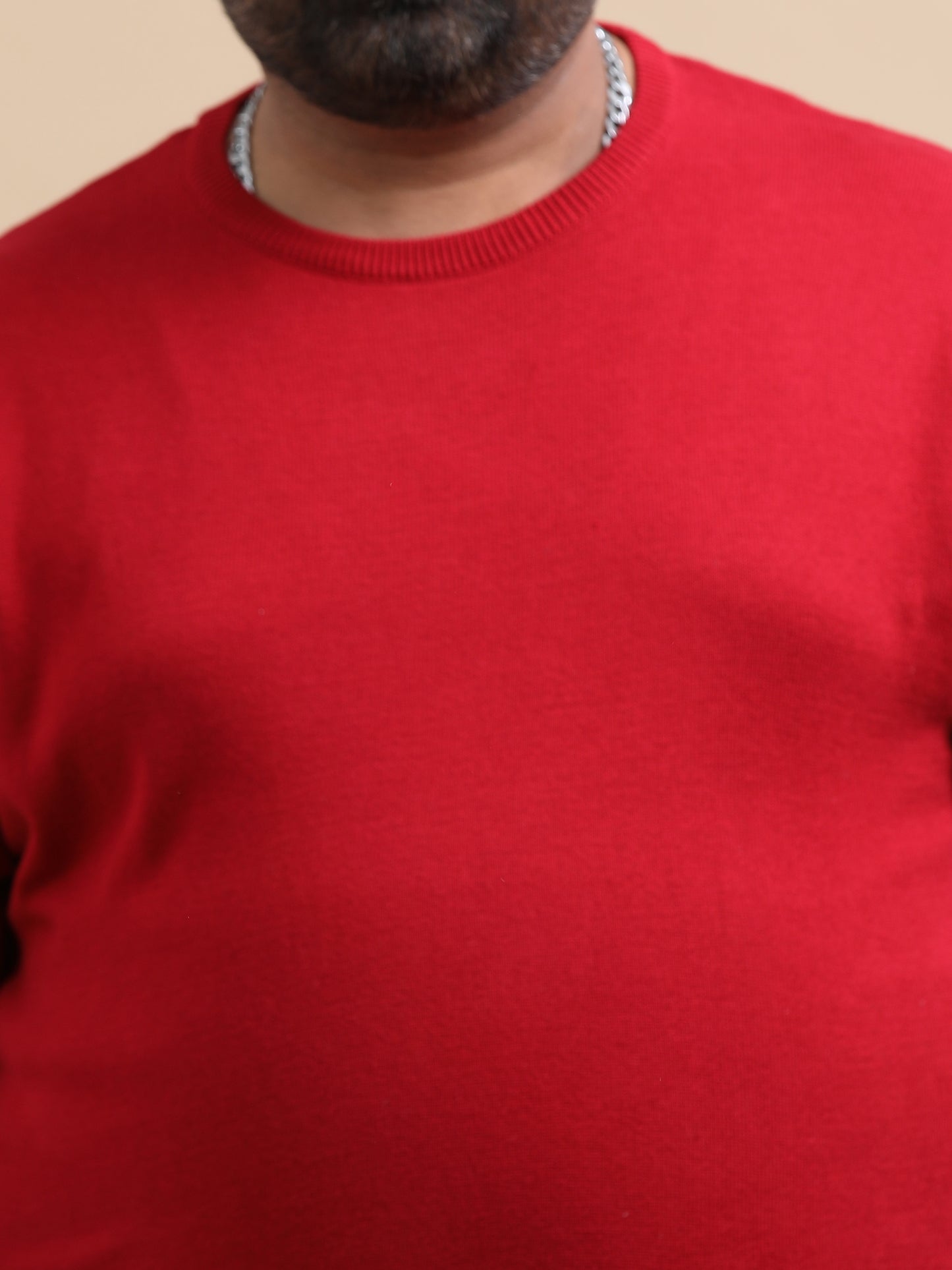 Red Knitted Half Sleeve Cotton T-Shirts