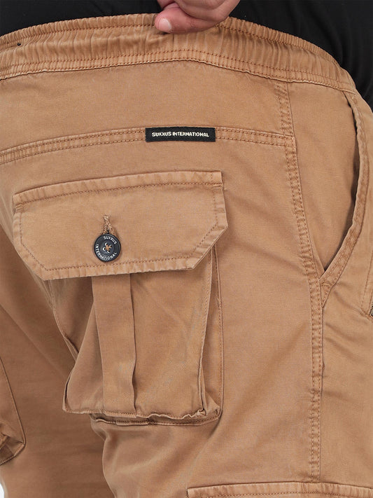Burly Wood Brown Plus Size Men Cargo Joggers