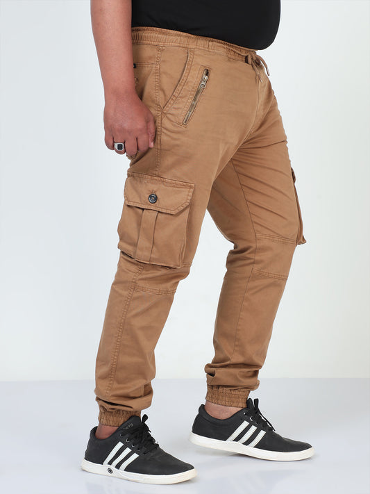 Burly Wood Brown Plus Size Men Cargo Joggers