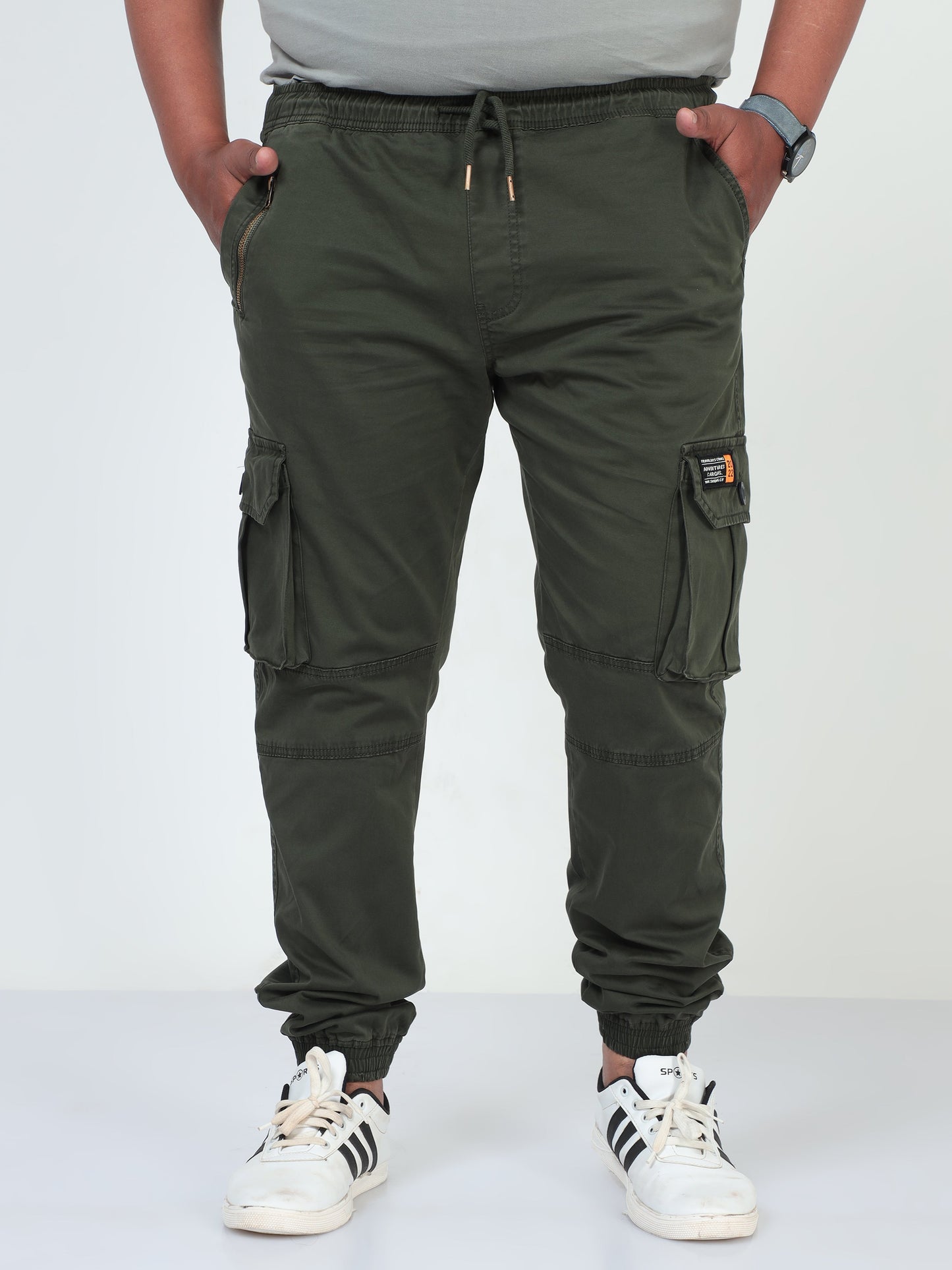 Green Plus Size Men Cargo Joggers