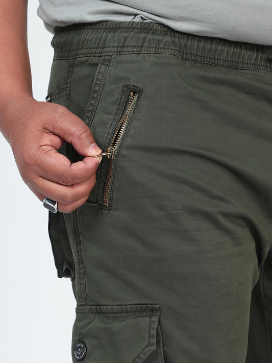 Iguana Green Plus Size Men Cargo Joggers