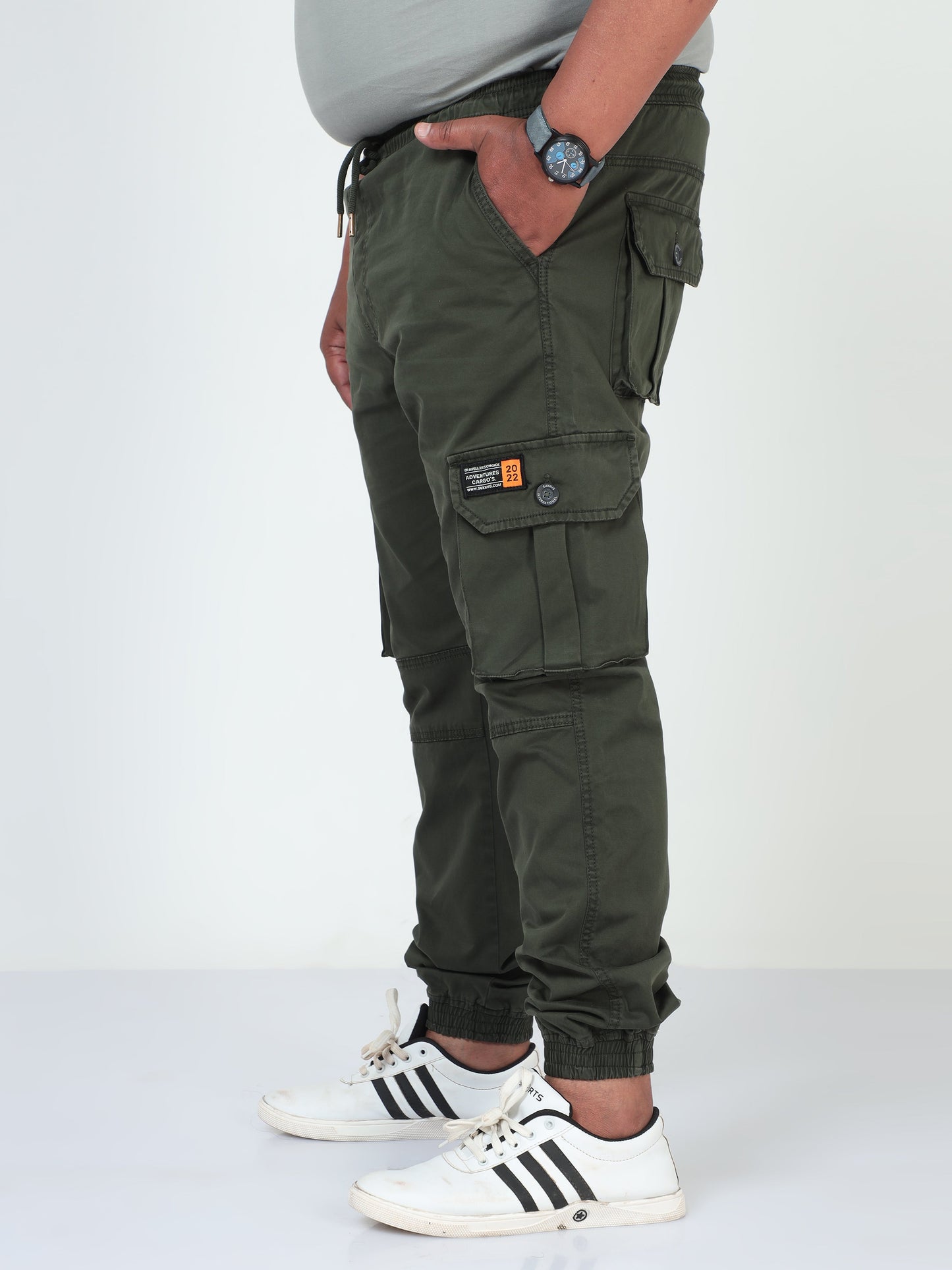 Green Plus Size Men Cargo Joggers