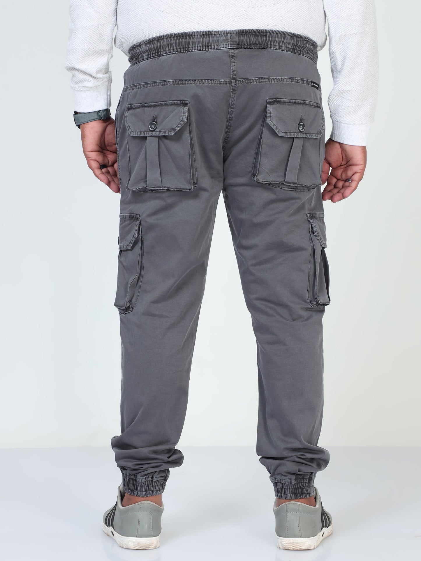 Grey Plus Size Men Cargo Joggers