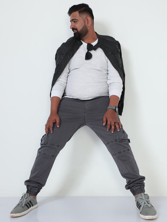 Davy Grey Plus Size Men Cargo Joggers