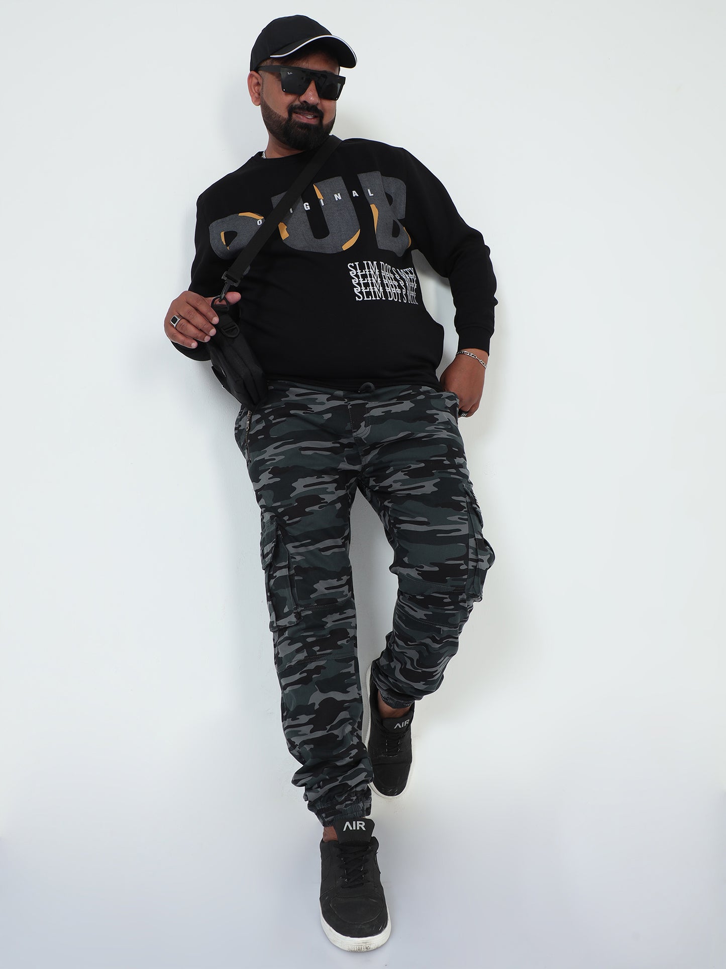 Earth Tones Plus Size Camouflage Men Cargo Joggers