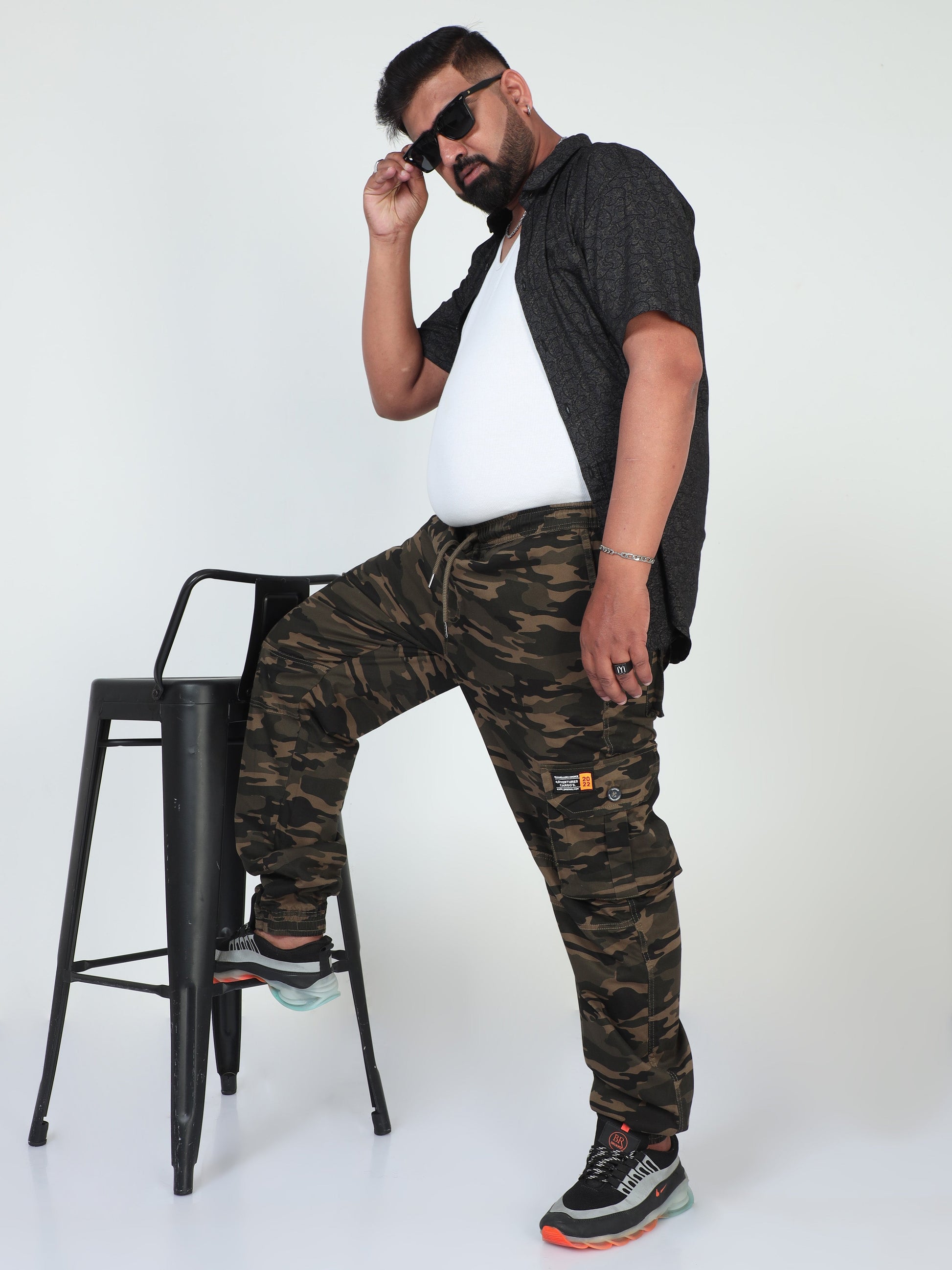 Jungle Hue Plus Size Men Cargo Joggers