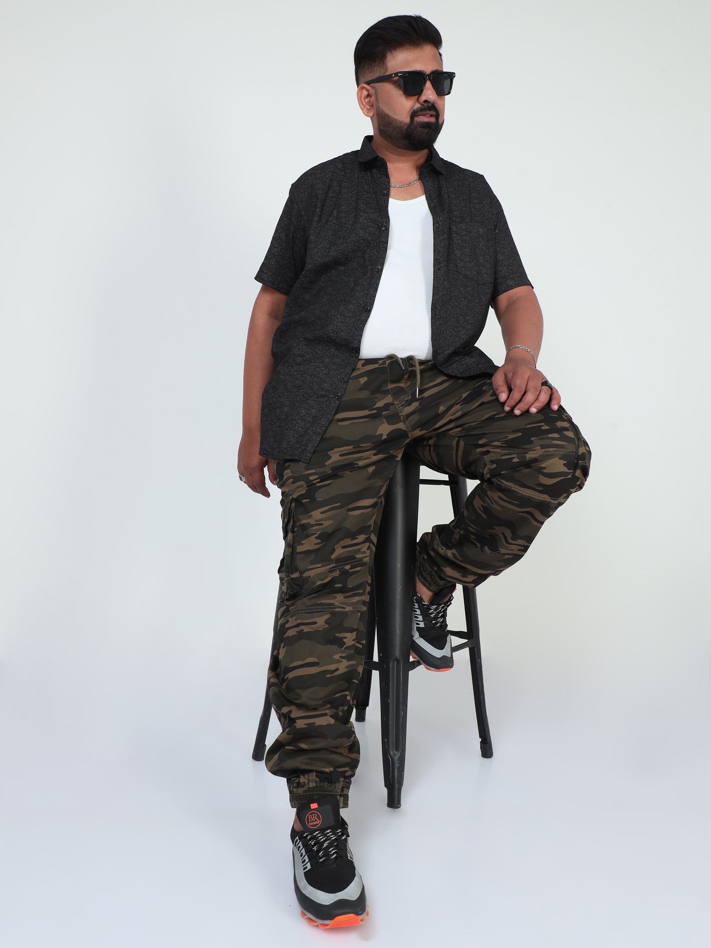 Jungle Hue Plus Size Men Cargo Joggers