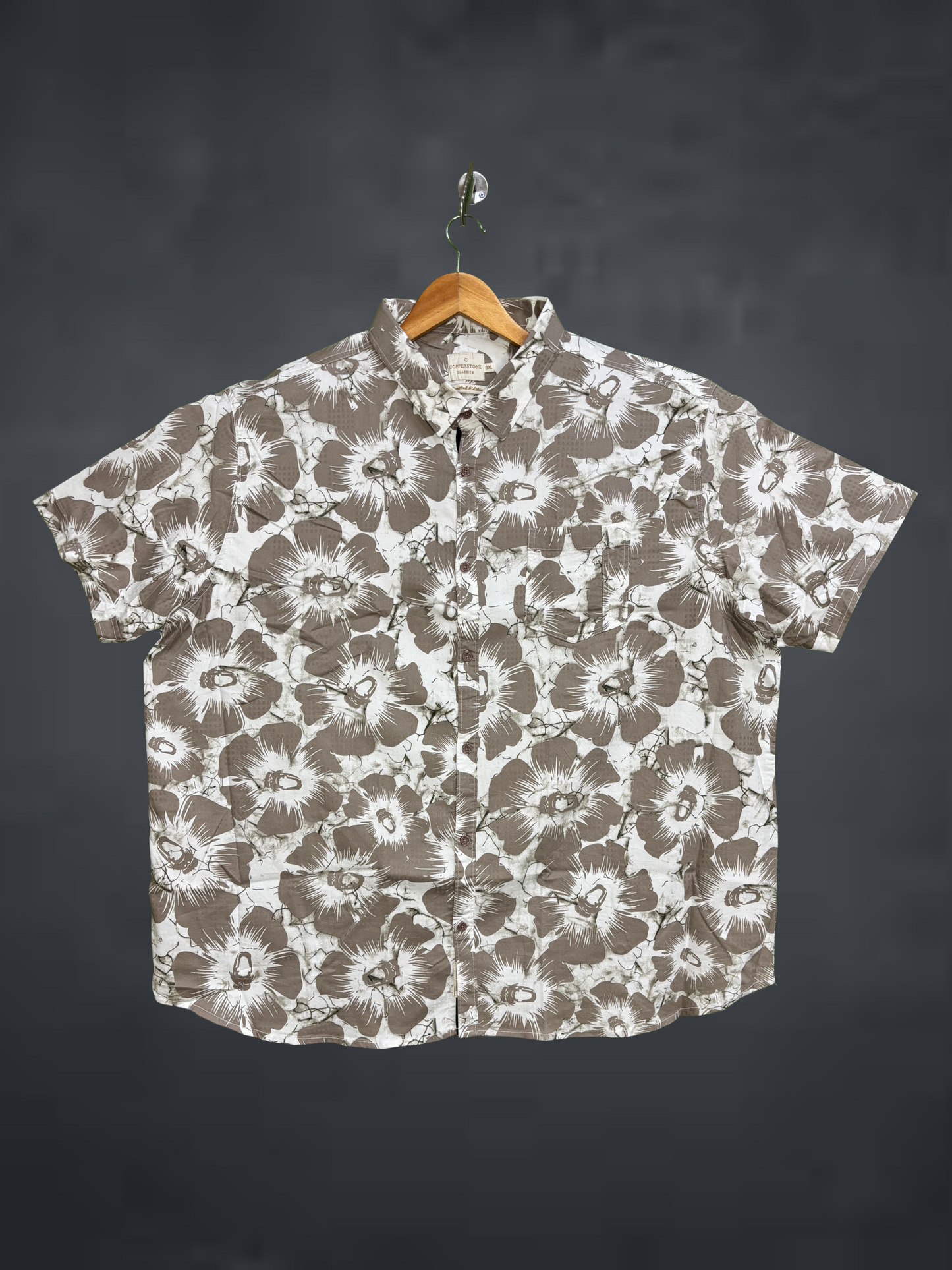 WhiteBeigeBrinted|Plus Size   Shirt for Men Big & Tall Casual Wear