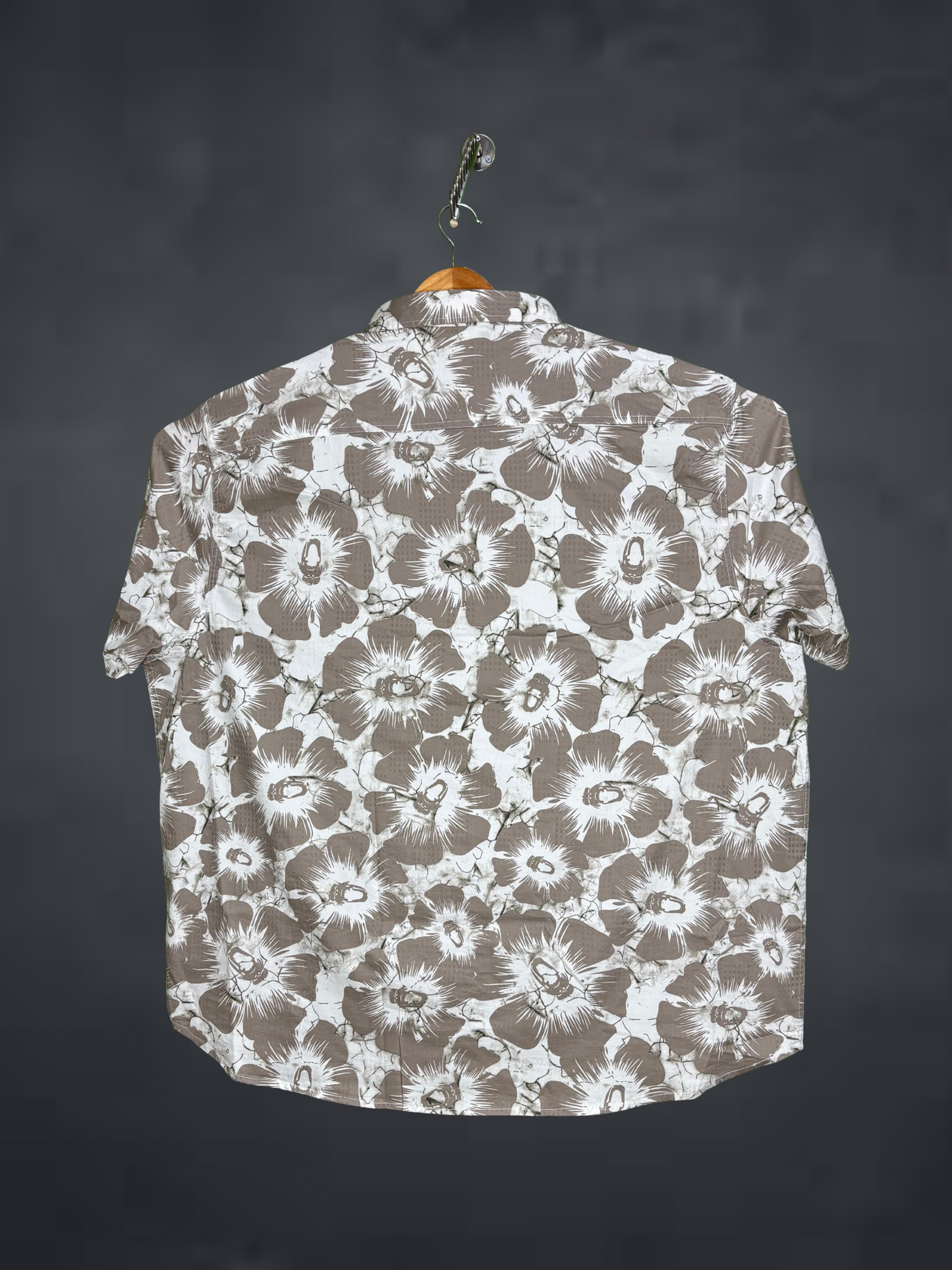 WhiteBeigeBrinted|Plus Size   Shirt for Men Big & Tall Casual Wear