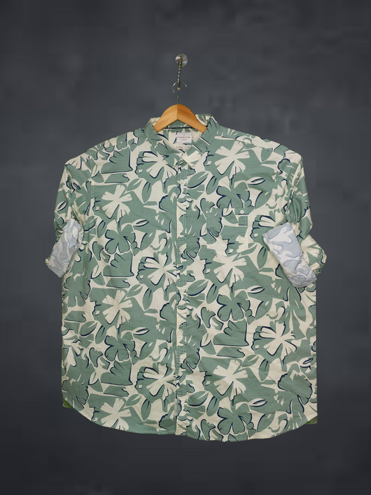 Copper Stone Green floral patterned shirt