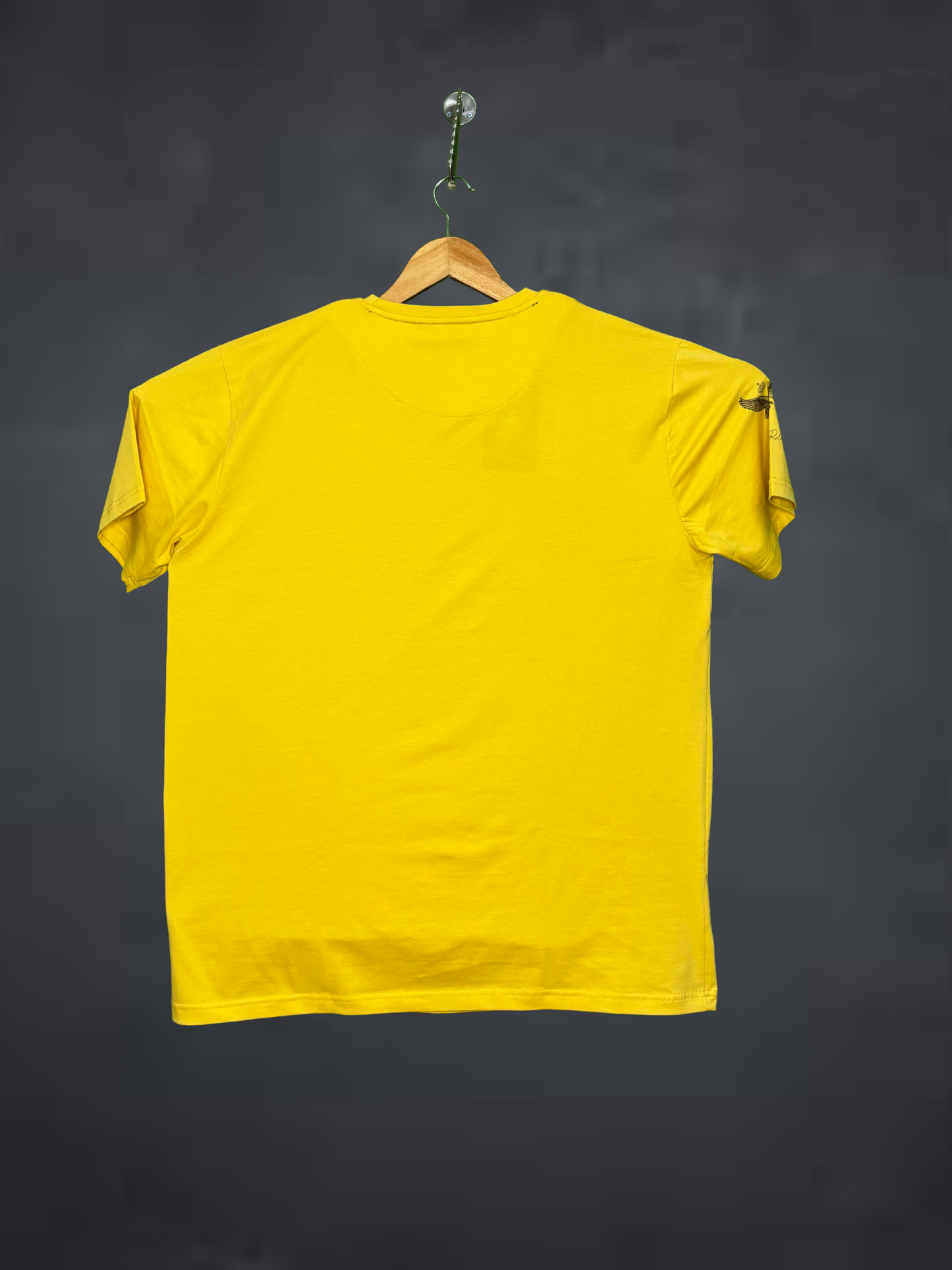 Stride  Men's Premium T-Shirt|Yellow t-shirt with blue and white graphic design