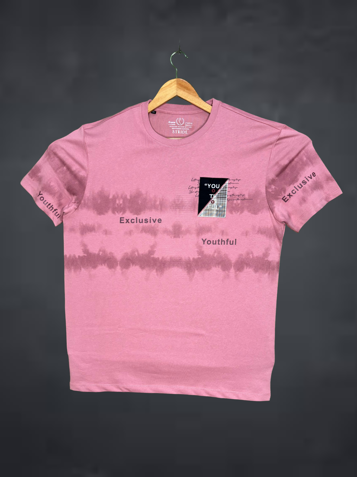 Stride  Men's Premium T-Shirt|Pink t-shirt with text and a logo