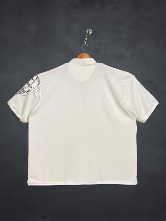 Plus Size Round Neck Half Sleeve T-Shirt | Comfortable Fit Blue | White Printed T-Shirt