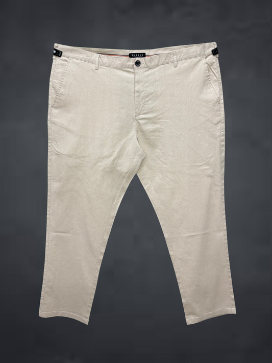 Plus Size Cream Cotton Pant – Casual Fit