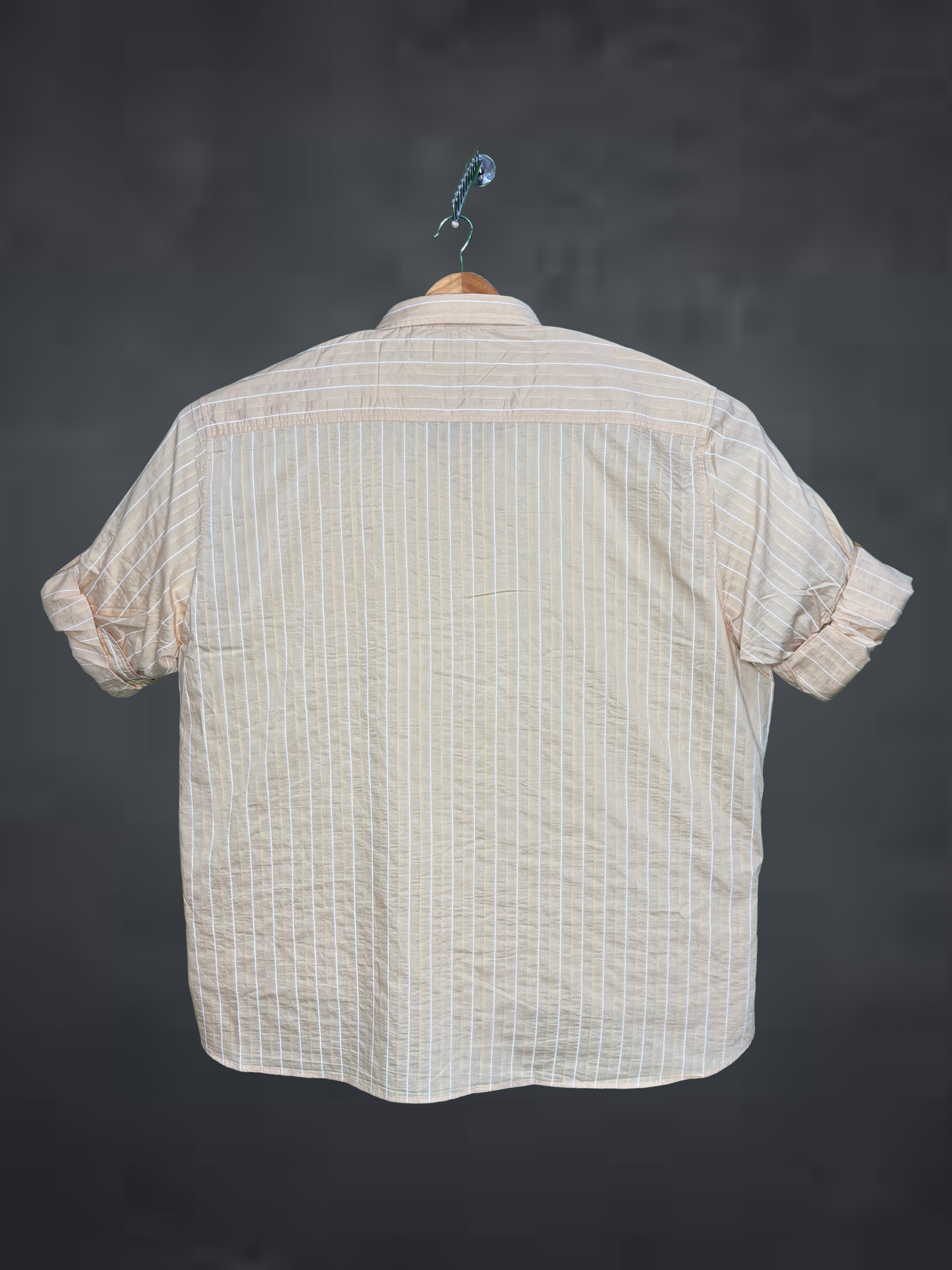 Plus Size Cream Striped Full Sleeve Shirt for Men â€“ Big & Tall Casual Wear