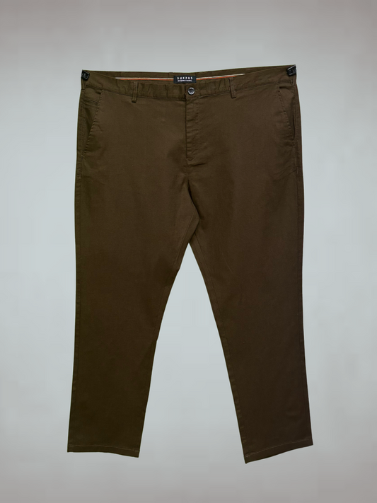Plus Size Dark Brown Cotton Pant – Casual Fit