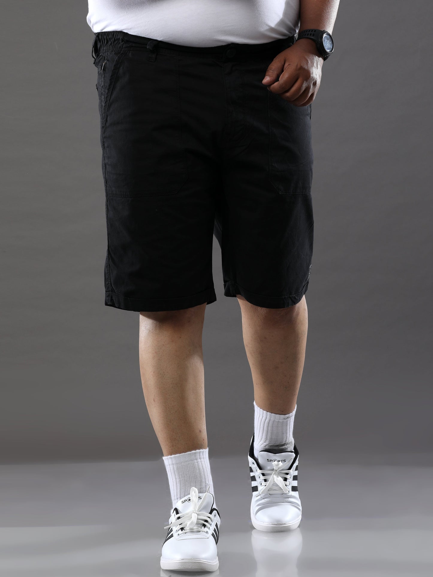 Plus Size Smoky Black Shorts