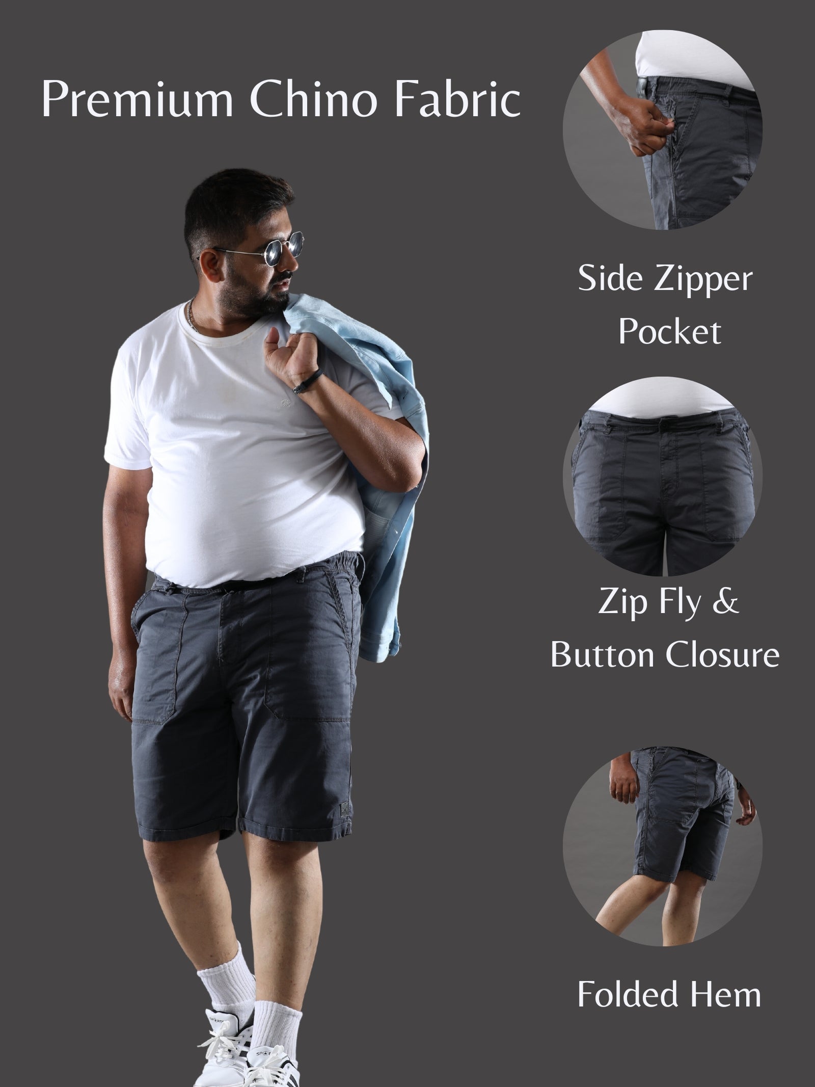 Plus Size Jet Grey Shorts